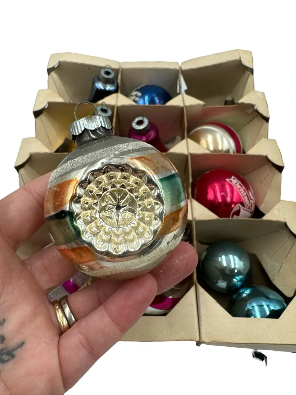 Vintage Shiny Brite Glass Christmas Ornaments Lot 12 Mixed Mercury USA